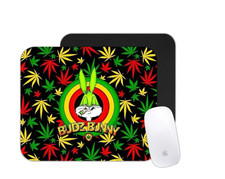 Budz Bunny Bugs Cute Bunny Cartoon Mouse Pad | Playful 420 Weed Desk Theme Mat picture