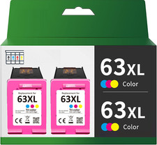 2pk Replacement Tri-color Ink Cartridge for HP 63XL 4512 4516 4652 4655 picture