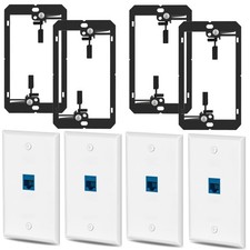 4 PCS 1 Port Cat6 Ethernet Wall Plate RJ45 Coupler with Mounting Bracket picture