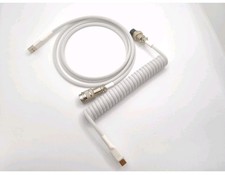 Custom Coiled USB C aviator Cable for USB Keyboards (Pure White) picture