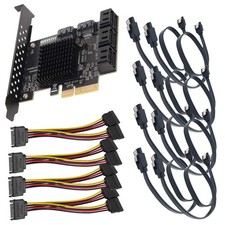 PCIe to SATA 8 Port Expansion Adapter ATX PC HDD DVD Drive Controller Cable Kit picture