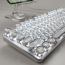 EWEADN TK100 Typewriter Style Wired Mechanical Keyboard, 104 Keys White picture