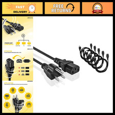 Universal 10ft Power Cord - 3 Prong AC Cable for PC, Monitor, Printer, Scanner - picture