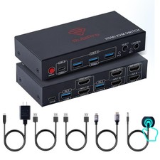 HDMI KVM Switch 2 Monitors 2 Computers – Dual Display 8K@60Hz, 4K@120Hz, U picture