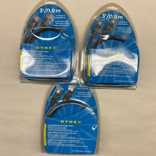 LOT OF 3 Dynex CAT6 RJ45 Premium Network Cable Ethernet Ring Male to Male 3'0.9 picture