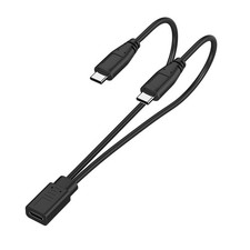 weishan 2-in-1 USB C Splitter Charge Cable, USB-C Female to 2 Type-C Black  picture