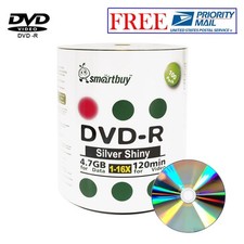100 Pack Smartbuy Blank DVD-R 16X 4.7GB 120M Shiny Silver Top Recordable Disc picture