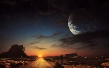 Landscape planet moon space art nature Custom Gaming Mat Desk picture