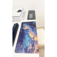 Starry Clouds Watercolor Desk Mat - Large Waterproof Mouse Pad for Gamers & Aest picture