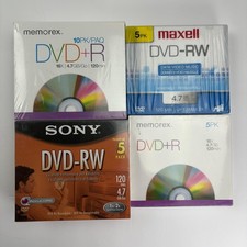 Lot Memorex Sony Maxell Blank Discs 25ct Sealed 4.7GB DVD+R DVD-RW 120min New picture