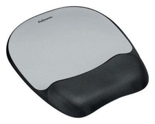 Fellowes Memory Foam Mouse Pad Wrist Rest 7 15/16 x 9 1/4 Black Silver 9175801 picture