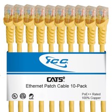ICC CAT5e Ethernet Patch Cord 1 FT 10-Pack, UTP 24 AWG UL 1 FT, Yellow picture