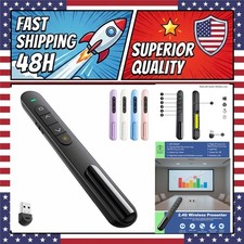 QUI Wireless Presentation Clicker Remote with Volume Control, Red Pointer, 328ft picture