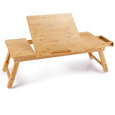 Laptop Desk Nnewvante Bamboo Laptop Table Adjustable Lap Tray Bed Serving Tra... picture