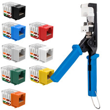 Cat6 45° Keystone Jacks + Punch Down Tool Set RJ45 Ethernet Network LOT picture