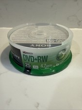 25 pk SONY Blank DVD+RW 4x Logo Branded 4.7GB Rewritable DVD Disc - 25DPW47SP picture