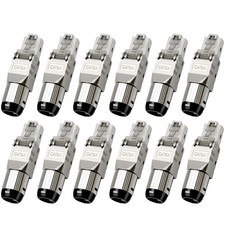 12 PCS Cat 6A RJ45 Connectors Tool Free 10Gbps Shielded Ethernet AWG 2224 picture