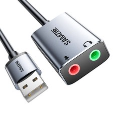 USB to Audio Jack Sound Card Adapter with Dual TRS 3-Pole 3.5Mm Headphone and Mi picture