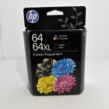 HP 64XL 2-Pack Black Tri-Color Ink Cartridges, Expires Oct 2027 picture