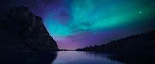Landscape lake aurorae night nature sky water low light Custom Gaming Mat Desk picture