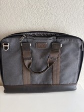 Tumi Alpha Bravo Andrews Slim Briefcase Anthracite Grey Canvas Brown Leather picture