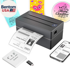 Bluetooth Thermal Shipping Label Printer: 4X6 Wireless Label Maker with Tape for picture