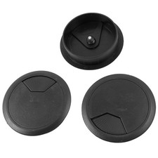 3 Pcs Black Plastic Desktop Computer 80mm Grommet Cable Hole Cover picture