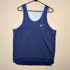 Vintage Nike 90s White Tag Orange Swoosh Mesh Basketball Jersey Blue Men's Large picture