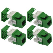 4x CAT5E RJ45 Network LAN Ethernet 180 Degree Keystone Jack 110 Type 8P8C Green picture