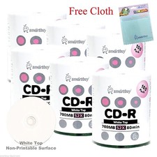 600-Pack SmartBuy CD-R 52X 700MB White Top Record Disc + FREE Micro Fiber Cloth picture