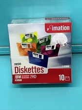 Package of 10 Imation Neon Diskettes IBM Formatted 2HD 1.44MB New Sealed picture
