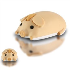 Cute Yellow Pig Design Wireless Mouse Dual Mode Bluetooth USB Silent Ergonomic picture