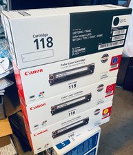 Canon 118 FULL SET - Black, Cyan, Magenta, Yellow Cartridges NEW - TONER - OEM picture