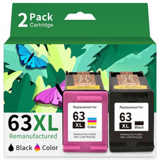 2 Pack 63XL Black Ink Cartridges For HP Envy 4520 Officejet 5220 5258 4650 3830 picture