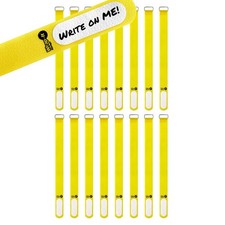 16 Pack 12 Inch Wrap-It Cinch Straps Yellow Metal Buckle Cable Cord Organizers picture