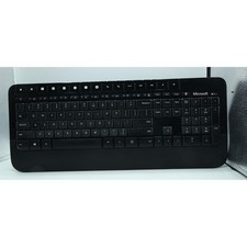 Microsoft Wireless Keyboard 2000 Model 1477 Black AES Encryption USB Receiver picture