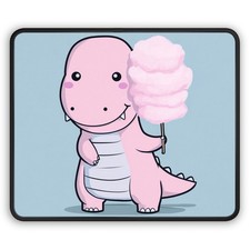 Pink Dinosaur with Cotton Candy Gaming Mouse Pad | Cute Kawaii Dino picture