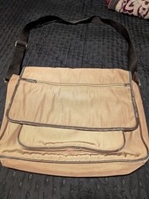 Fossil Crossbody Shoulder Bag Tan Canvas Messenger Laptop  picture