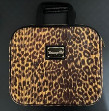 Betseyville Shiny Snake Brown Leopard Print Padded XL Laptop Carry Bag EUC picture