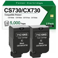 2 Pack CS730 71C10K0 Black Toner Cartridge for CX730de CX735adse CS735de CS730de picture