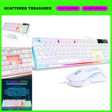 RGB Gaming Keyboard and Mouse Combo, 104-Key LED Backlit for PC/Laptop - White picture
