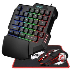 One Hand Gaming Keyboard and Mouse Combo, RGB Rainbow Backlit One-Handed Mech... picture