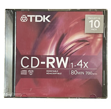TDK CD-RW 700MB 80 min 10 pack Rewritable Data CD's 1x-4x,  Factory sealed MUSIC picture