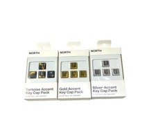 Lot of 3 North Figural Key Cap Pack Gold, Silver & Tortoise Accent NEW picture