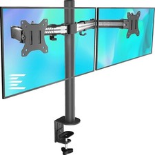 NEW EleTab ELT-DM02 Counterbalance Arm Adjustable Double 2 Monitor Desk Mount picture