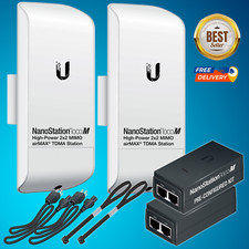 Pre-Configured Bundle of 2 Ubiquiti NanoStation LOCOM5 P2P-2 Units Kit 100% C... picture