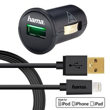 HAMA iPhone 11 Pro Car Charger with MFI 6ft Lightning Cable Certified picture