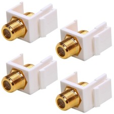 4 Pcs F Type Keystone Jack Coupler Coax Coaxial Insert Snap In Wall Plate White picture