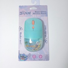 Disney Stitch Water Glitter Wireless Mouse Teal Blue Lilo & Stitch Computer Desk picture