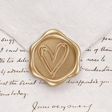 Wax Seal Stickers 50PCS Gold Heart Self Adhesive Envelope Pollize picture